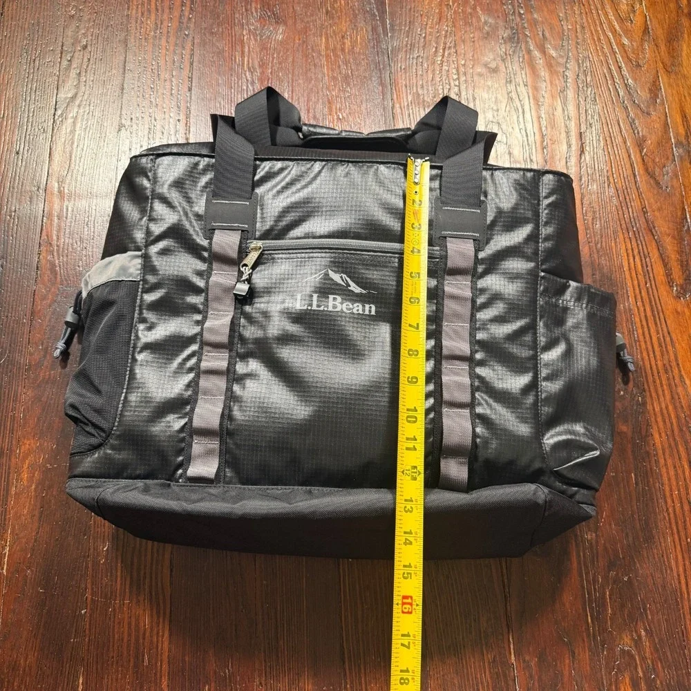 LL Bean Adventure‎ Tote Bag Convertible Backpack Black Nylon Water Resistant EUC